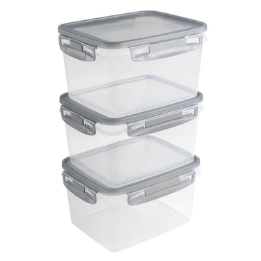 Sunware club cuisine diepvriesdozenset met clips set van 3 1,5l transparant grijs