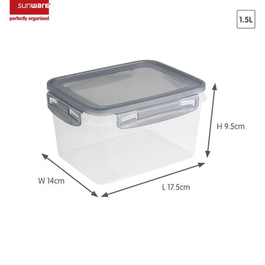 Sunware club cuisine diepvriesdozenset met clips set van 3 1,5l transparant grijs