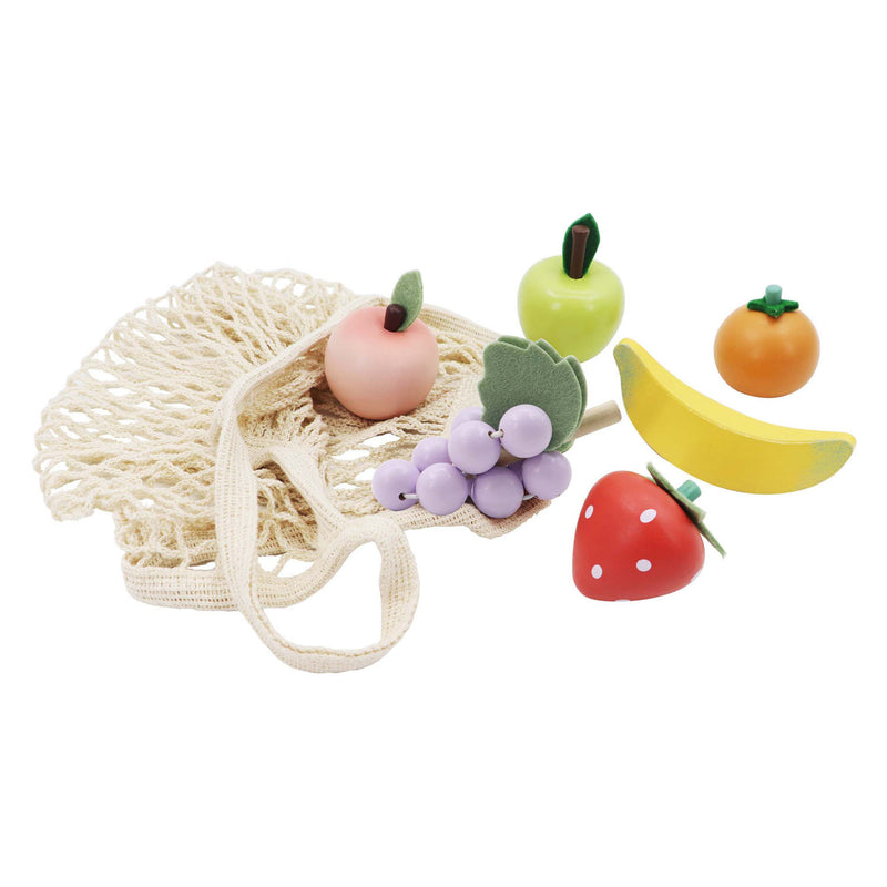 Cargue la imagen en el visor de la galería, Lobbes houten fruit in katoenen netje, 6st
