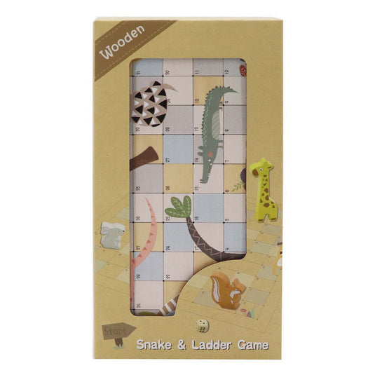 Houten slangen en ladders spel
