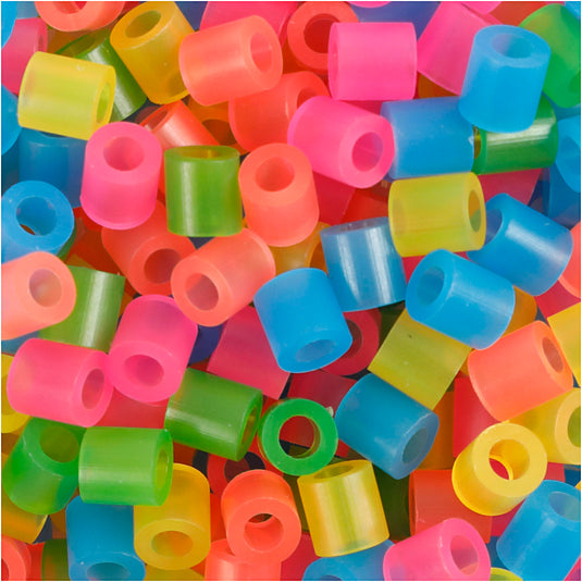 Nabbi strijkkralen, afm 5x5 mm, gatgrootte 2,5 mm, medium, neon kleuren, 1100 div 1 doos