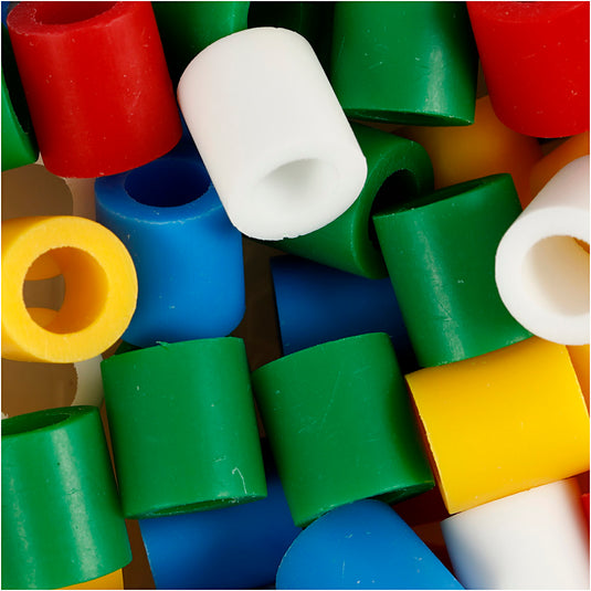 Nabbi strijkkralen, afm 10x10 mm, gatgrootte 5,5 mm, jumbo, standaardkleuren, 1000 div 1 doos