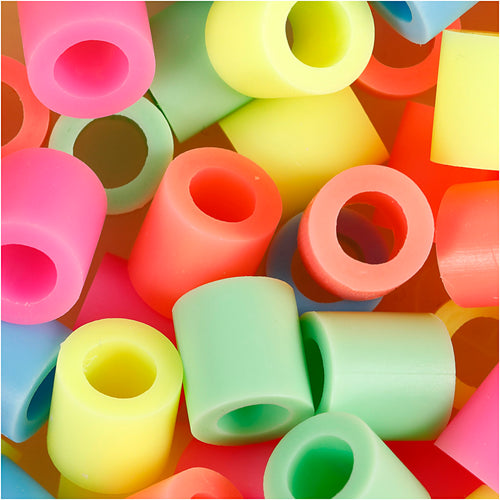 Nabbi strijkkralen, afm 10x10 mm, gatgrootte 5,5 mm, jumbo, pastelkleuren, 550 div 1 doos