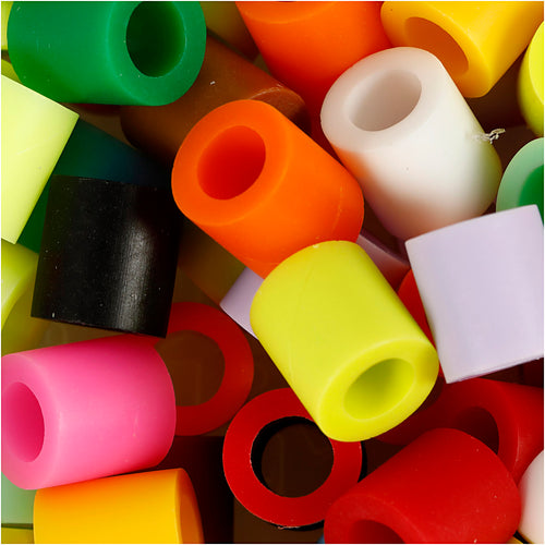 Nabbi strijkkralen, afm 10x10 mm, gatgrootte 5,5 mm, jumbo, extra kleuren, 1000 div 1 doos
