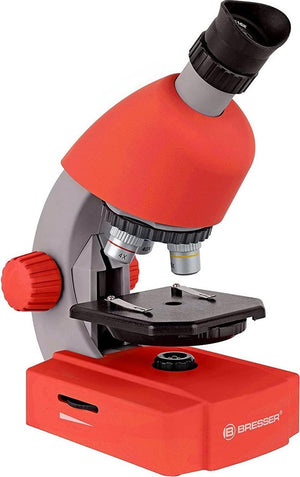 Bresser junior microscoop – 40x640x – rood – incl. accessoirespakket – voor transparante preparaten