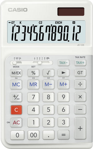 Casio je-12e - ergonomische bureaurekenmachine met innovatief traptoetsenbord voor rechtshandigen