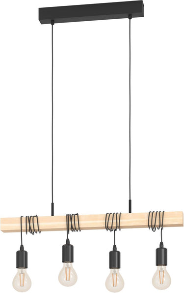 Eglo townshend hanglamp - e27 - 70 cm - zwart bruin - fsc hout
