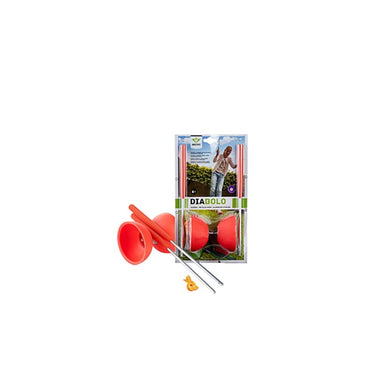 Engelhart diabolo van rubber met metalen stokjes - fluor rood