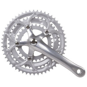 Mighty crankstel race 3 x 8 speed 30 42 52t aluminium - zilver
