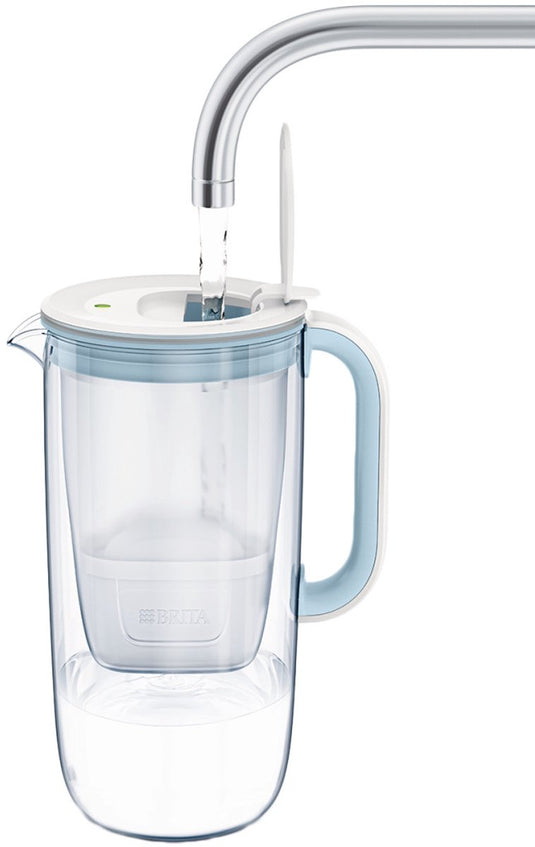 Brita - glass jug waterfilterkan - 2,5l - blauw - glazen waterkan - incl. 1 maxtra pro pure performance filterpatroon