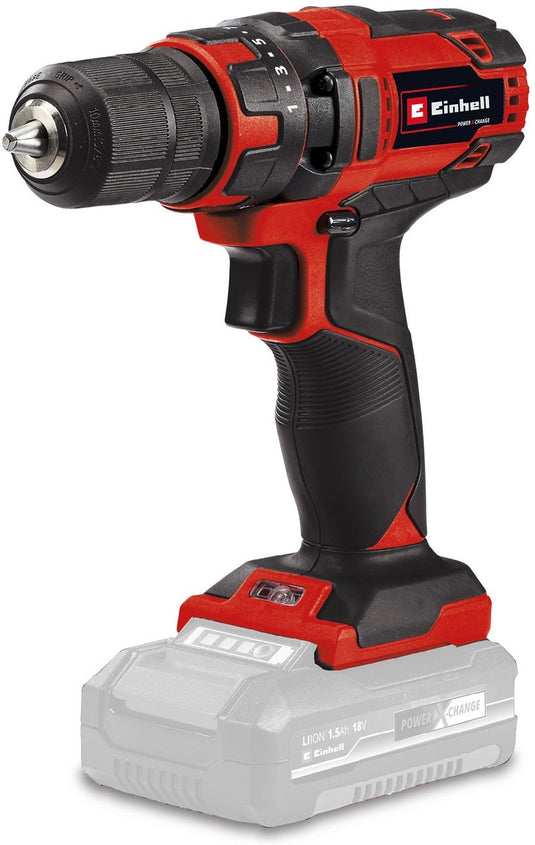 Einhell accu boor- schroefmachine tc-cd 18 35 li solo - power x-change - 18 v li-ion - 35 nm - 0-550 t min - 10 mm snelspanboorkop - excl. accu en lader