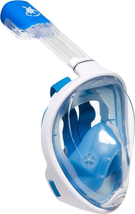 Sea turtle snorkelmasker - snorkel - duikbril - snorkelset - full face masker - volwassenen - wit blauw - s m