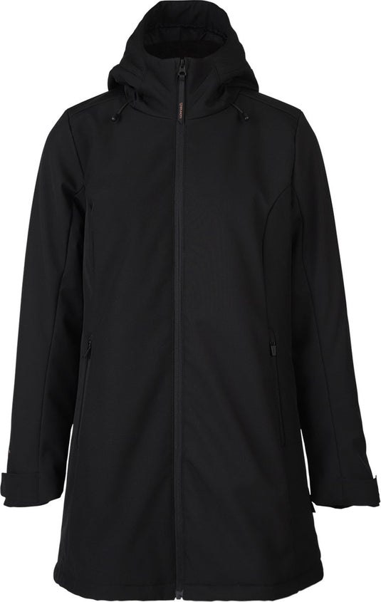 Brunotti melle dames long softshell jas - zwart - xs