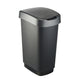 Rotho twist afvalbak met swingdesksel 50l - zwart zilver - bpa-vrij - incl 6 sticker voor diverse afvalstromen