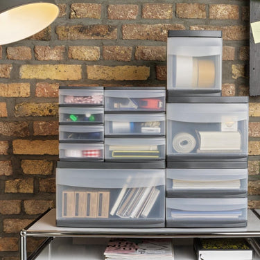 Rotho systemix design ladekast met 2 lades 39.5x25.5x20.3 cm antraciet