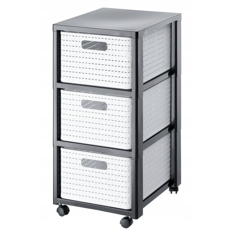 Load image into Gallery viewer, Rotho country design ladekast met wielen 3x18l wit
