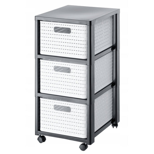 Rotho country design ladekast met wielen 3x18l wit