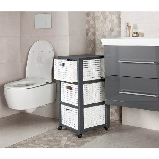 Rotho country design ladekast met wielen 3x18l wit