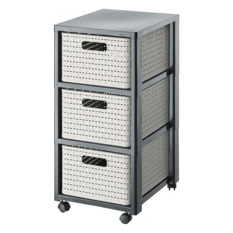 Load image into Gallery viewer, Rotho country design ladekast met wielen 3x18l cappuccino
