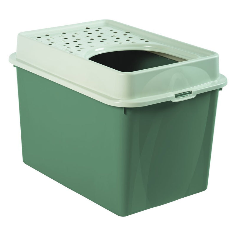 Load image into Gallery viewer, Rotho eco berty kattenbak met boveningang groen zand
