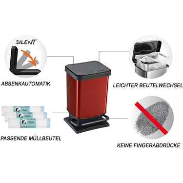 Rotho paso pedaalemmer 20l rood metallic