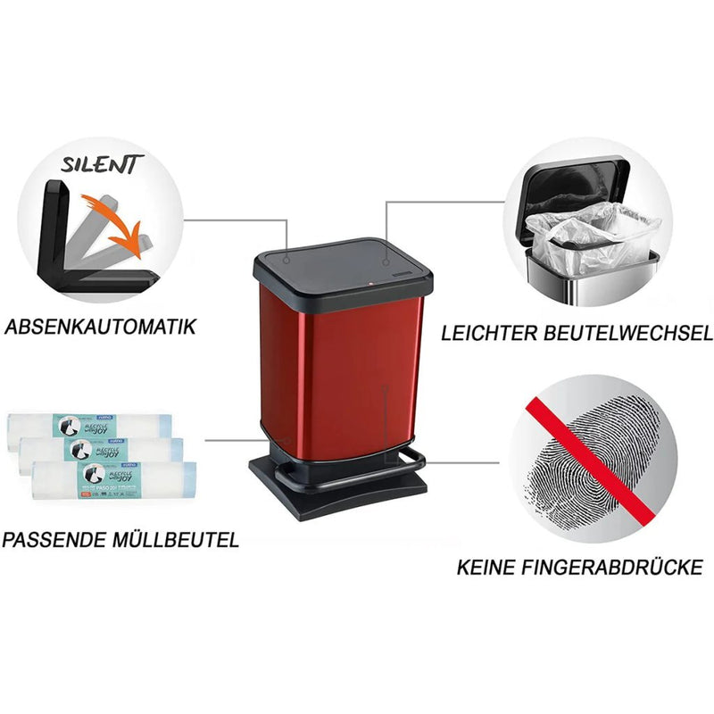 Afbeelding laden in galerijviewer, Rotho paso pedaalemmer 20l rood metallic
