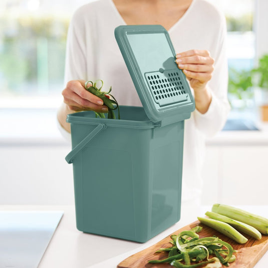 Rotho bio compostemmer - gft afvalbak 8l - bpa vrij - incl koolstoffilter - groen.