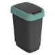 Rotho twist swing - afvalbak 10l met klapdeksel - recycling afvalverzamelaar - bpa-vrij - zwart donkergroen