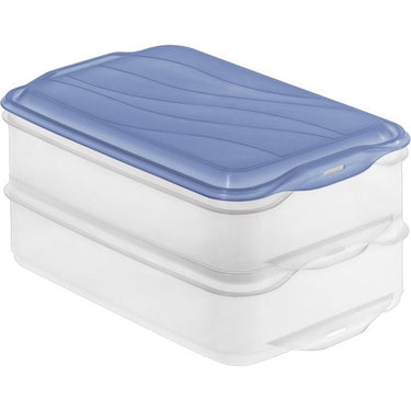 Rotho rondo vleeswarendoos 2x1.35l horizon blauw transparant