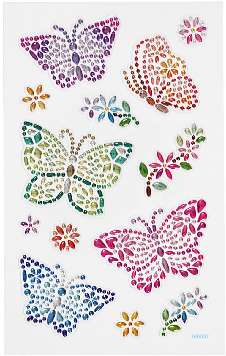 Chargez l'image dans la visionneuse de la galerie, Creativ company diamond stickers - vlinders - zelfklevende glitter stickers - strass knutselstickers - feestelijke plakdiamant stickers - diy hobby decoratie stickers - 10x16 cm - 1 vel
