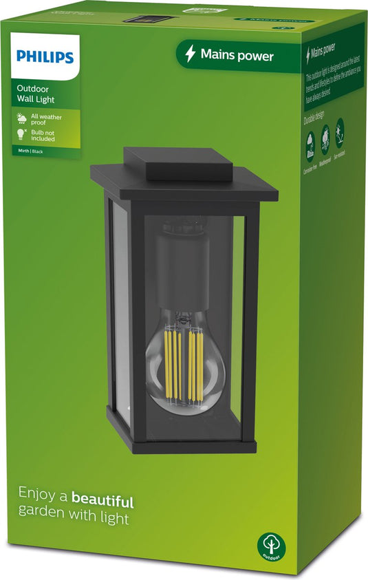 Philips led philips mirth wandlamp - zwart - e27