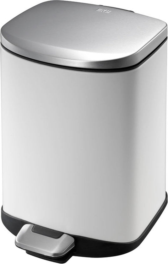 Eko - della pedaalemmer 6 liter - steel plastic - wit - prullenbak