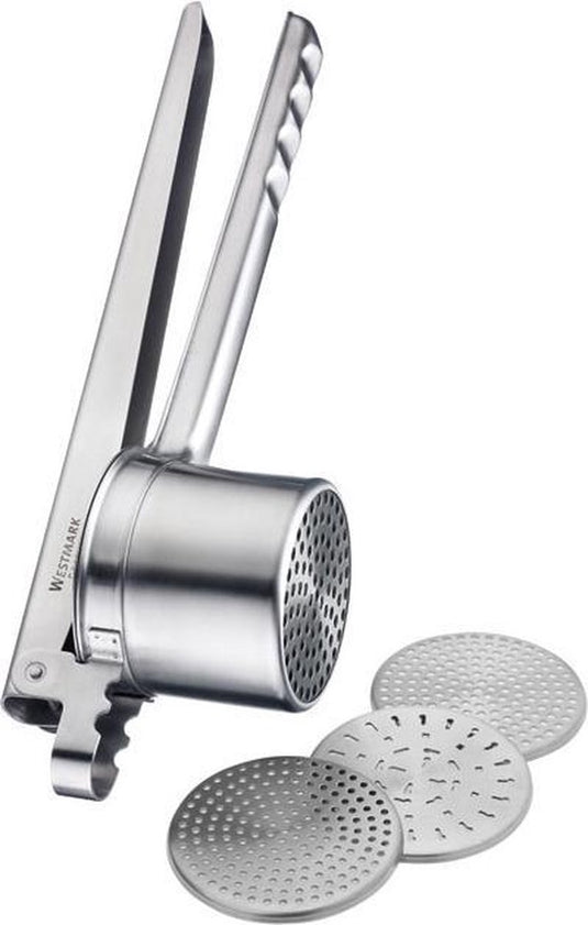 Westmark spätzle- en pureepers, met 4 verwisselbare geperforeerde schijven, roestvrij staal, quadro, zilver, 61172260