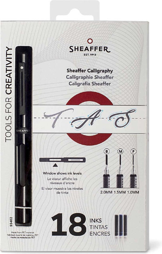 Sheaffer kalliegrafieset - zwart - penpunten f m b
