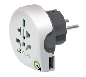 Q2 power 1.100110 reisadapter wereld-naar-europa usb geaard