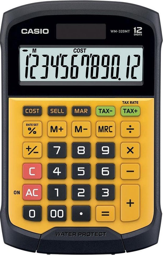 Casio wm-320mt pocket rekenmachine met display zwart, geel calculator