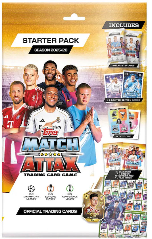 Topps merlin uefa champions league match attax trading cards 2025 26 starter pack trading cards