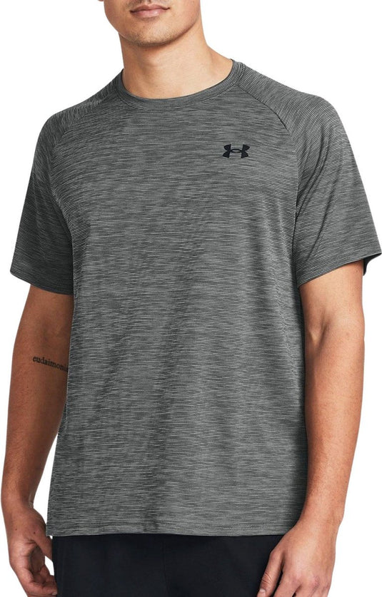 Under armour ua tech texturood ss heren sportshirt - grijs - zwart