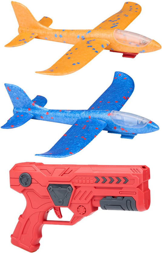 Eddy toys glider gun 2-in-1 - pistool met zweefvliegtuig - launcher speelgoed met glider vliegtuig - speelgoed vliegtuig met lanceerpistool - 1 willekeurige kleur