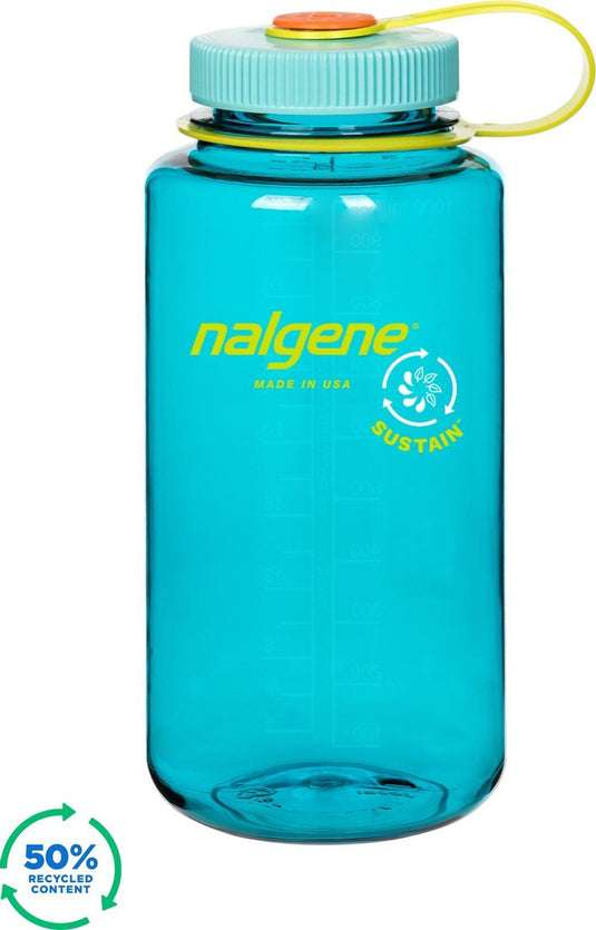 Nalgene - wide mouth bottle - drinkfles - waterfles - lekvrij - 1000ml - bpa free - sustain - cerulean