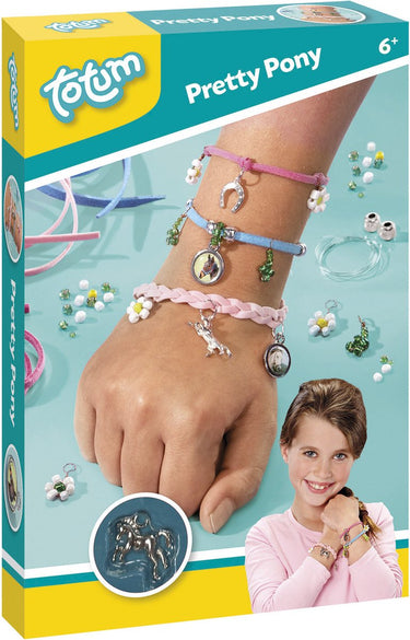 Totum pretty pony - knutselset paarden sieraden maken - bedel armbandjes maken met hoefijzer en paardenbedels - creatief speelgoed meisjes knutselset - cadeautip