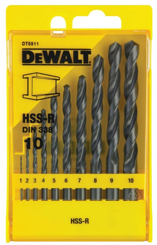 Dewalt dt5911 10 delige hss-r metaalborenset in cassette