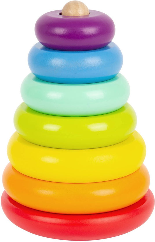 Small foot - houten stapeltoren regenboog, 7dlg.