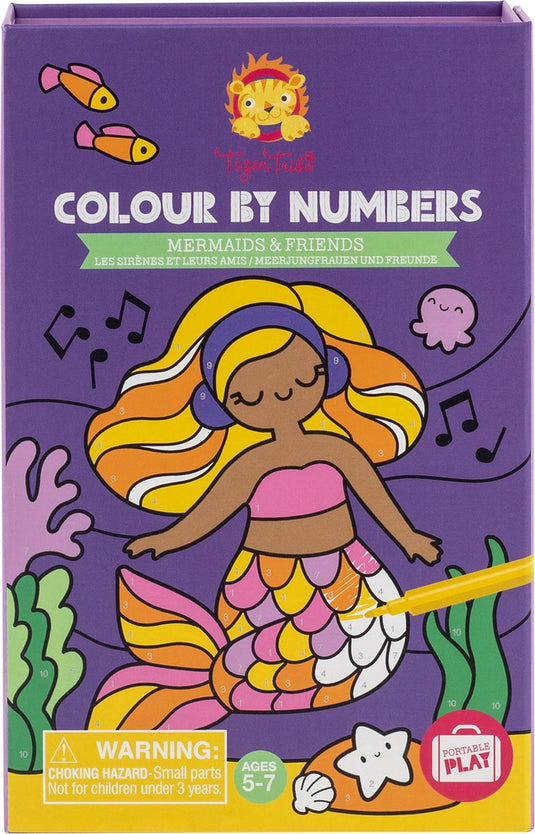 Tiger tribe meeneem colour by numbers mermaids +4 jaar*