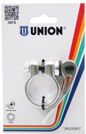 Union zadelpenklem met snelspanner 31.8 zilver