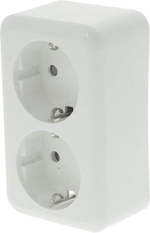 Q-link - wandcontactdoos - opbouw - dubbel stopcontact - randaarde - kinderbeveiliging - polarwit