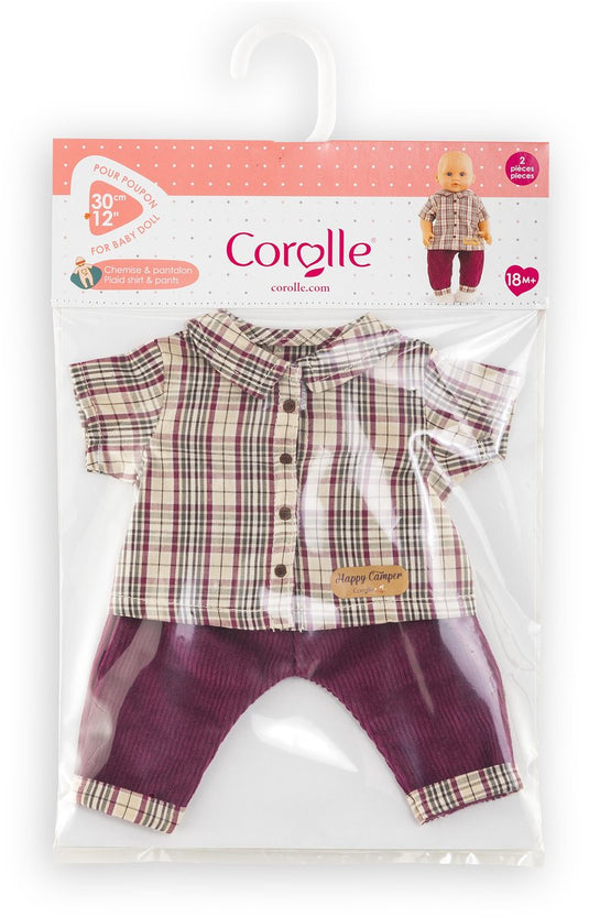 Corolle geruit shirt met broek kleine ontdekker - 30cm