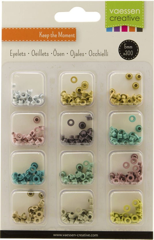 Vaessen creative eyelets kit pastel 12 kleuren ø4mm 25stuks
