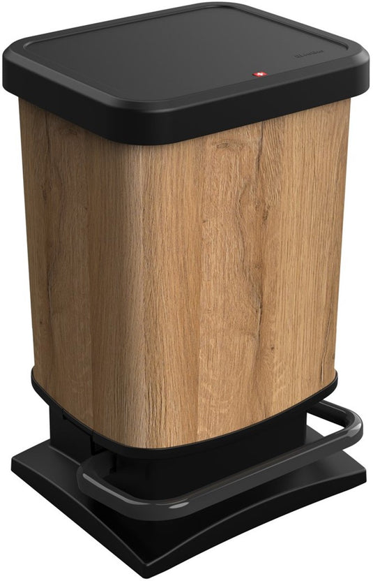 Rotho paso pedaalemmer - prullenbak 20l - bpa vrij - hout look
