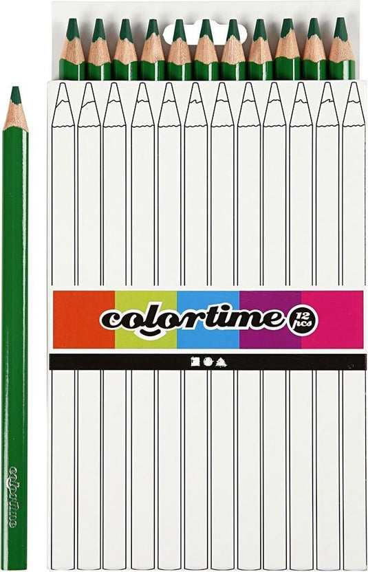 Colortime kleurpotloden jumbo 5 mm vulling donkergroen 12 stuks